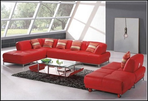Red Leather Sectional Sofa With Chaise