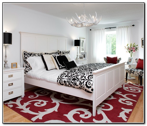 Black And White Bedding With Red Accents