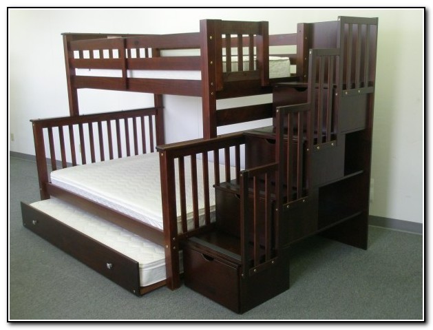 Full Over Full Bunk Beds With Trundle And Stairs