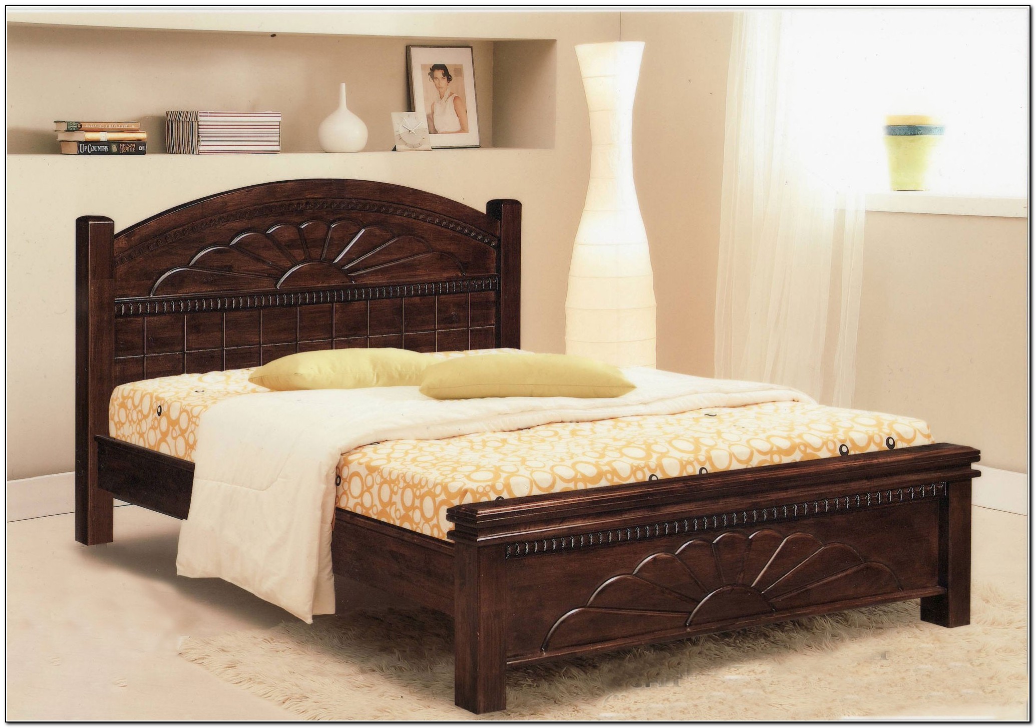 wood bed frame king with headboard