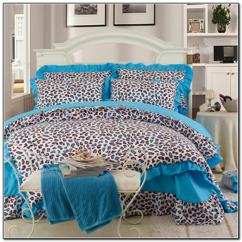 Blue Leopard Print Bedding