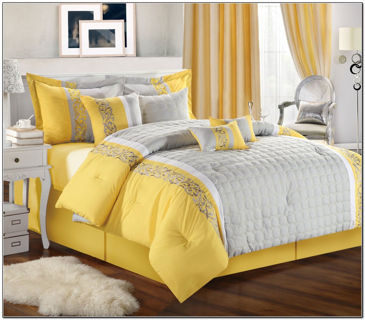  Grey  And Yellow  Bedding Sets Beds Home Design Ideas 