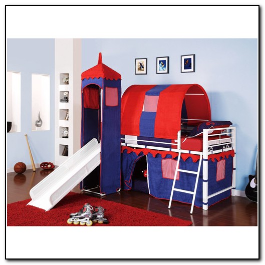 Kids Loft Bed With Slide And Tent