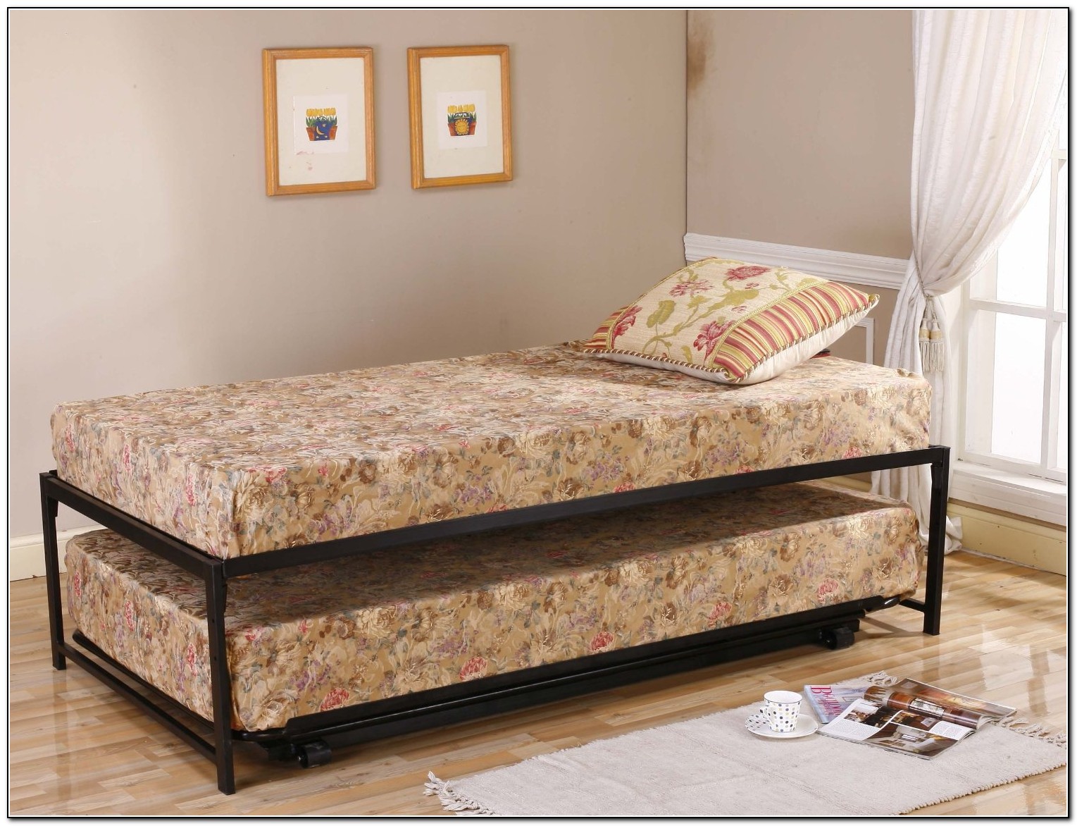 Metal Twin Bed With Trundle