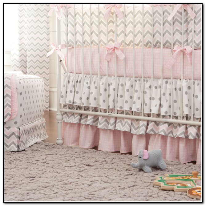 Pink And Gray Chevron Baby Bedding