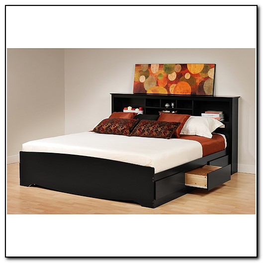 Platform Bed With Storage Headboard