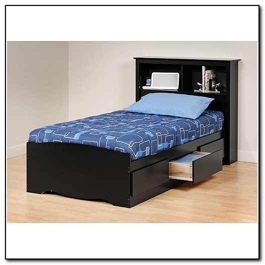 Twin Bed With Storage Headboard