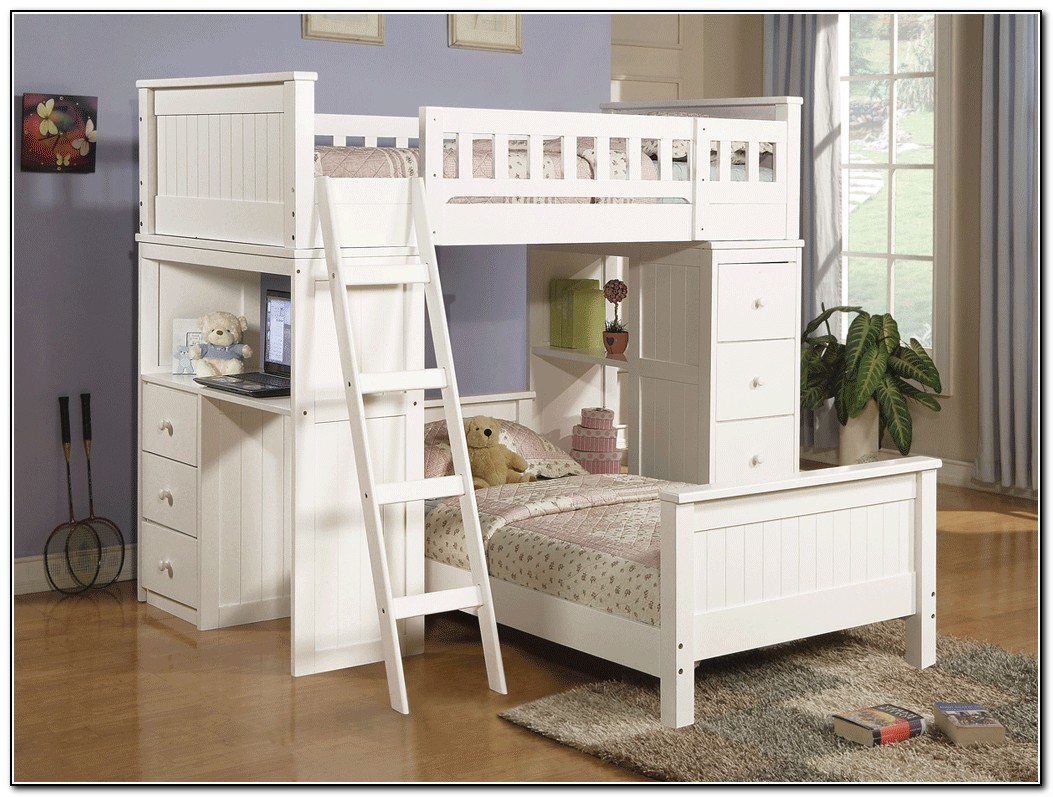 White Bunk Beds With Desk