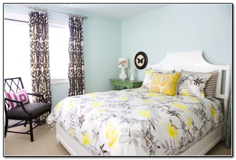 White Gray And Yellow Bedding