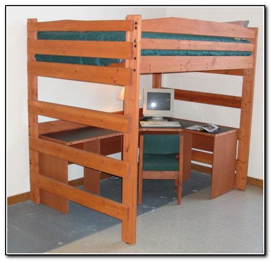 Full Size Loft Bed With Desk Wood