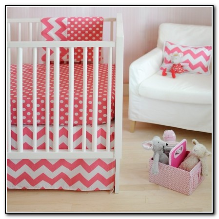 Pink Chevron Crib Bedding Sets