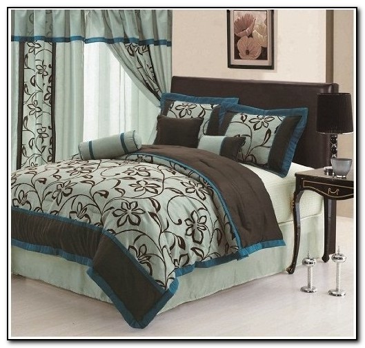 Teal Blue And Brown Bedding
