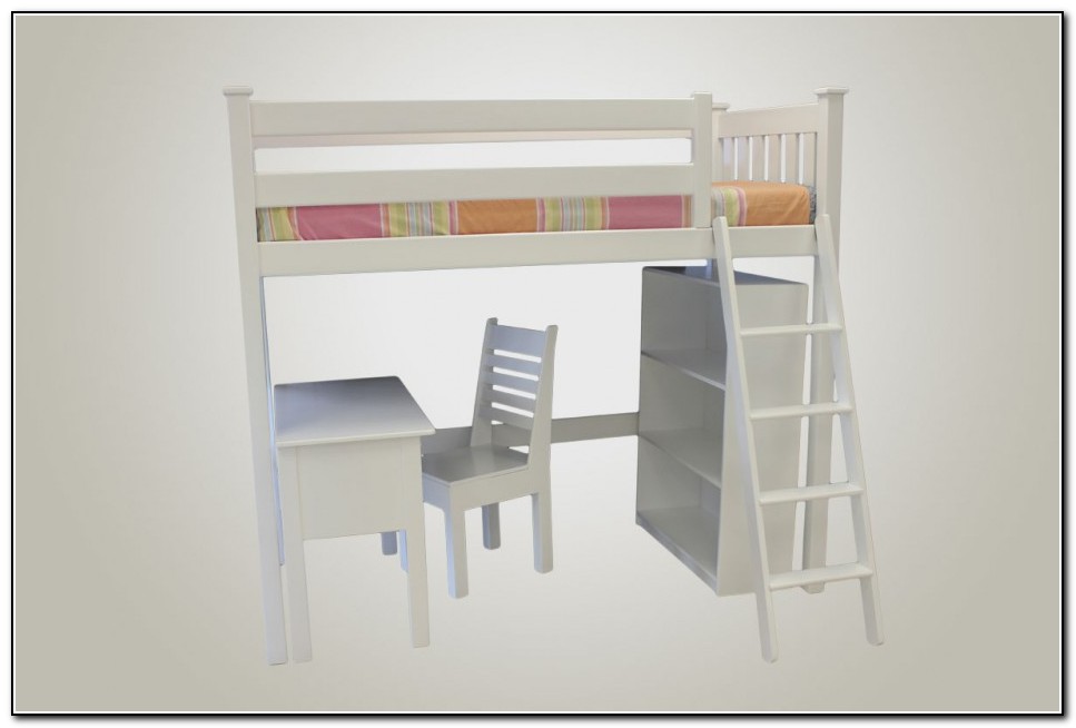 White Loft Bed With Desk Underneath