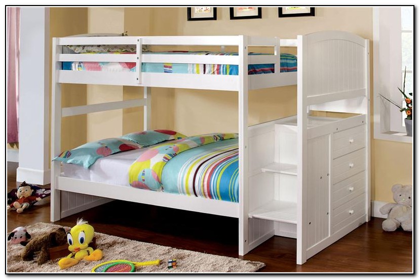White Loft Bed With Stairs