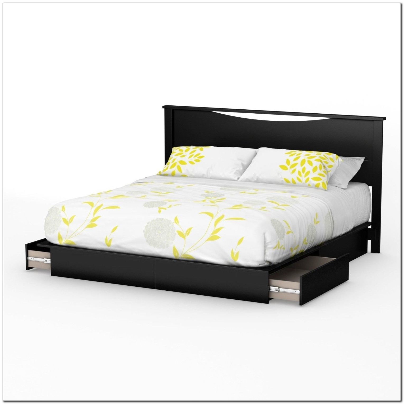 Black Platform Bed With Drawers