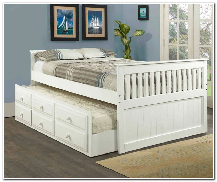 Full Size Bed With Trundle White