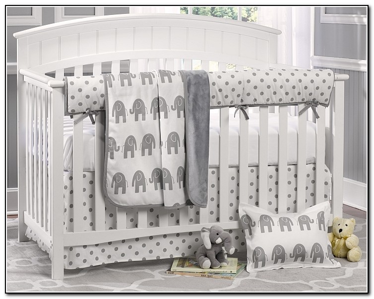 Grey Elephant Crib Bedding