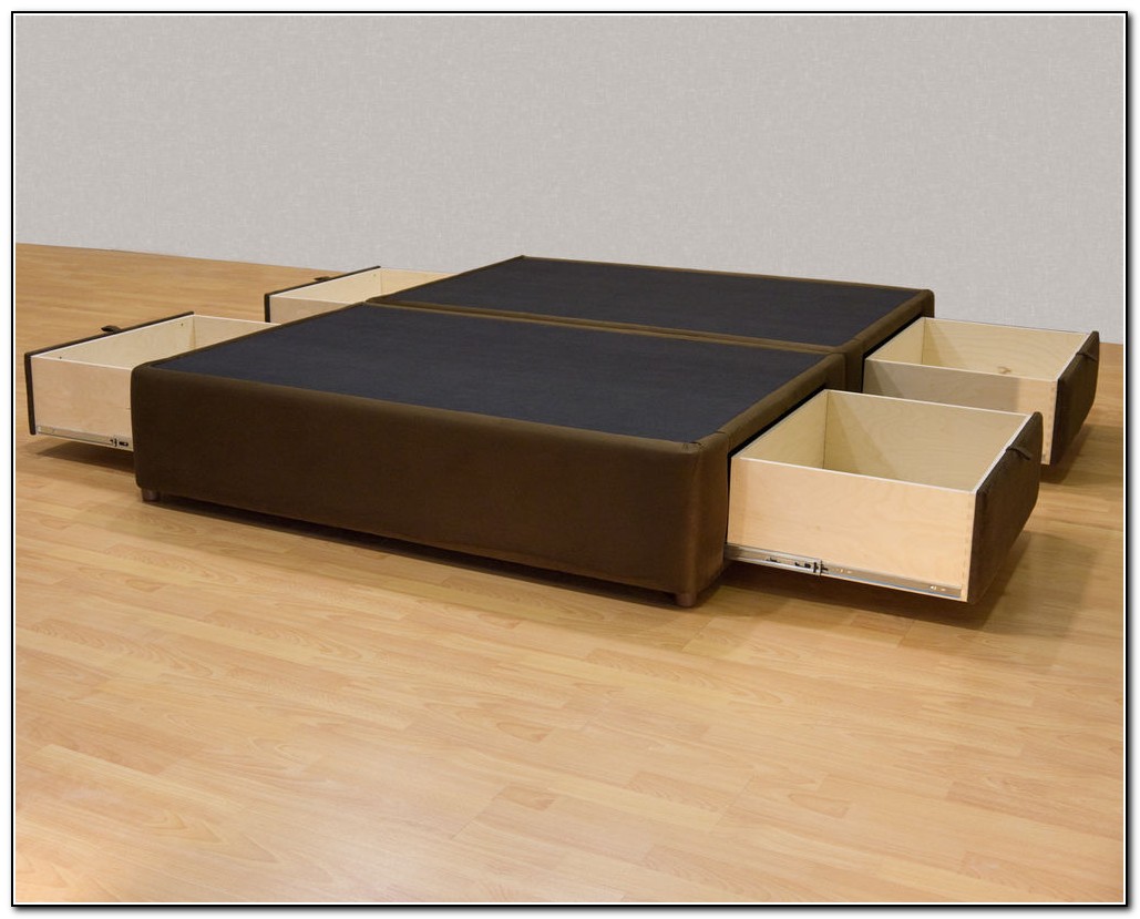 Queen Size Platform Bed Frame With Drawers