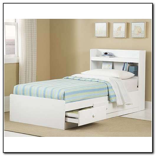 Twin Beds With Storage Headboard