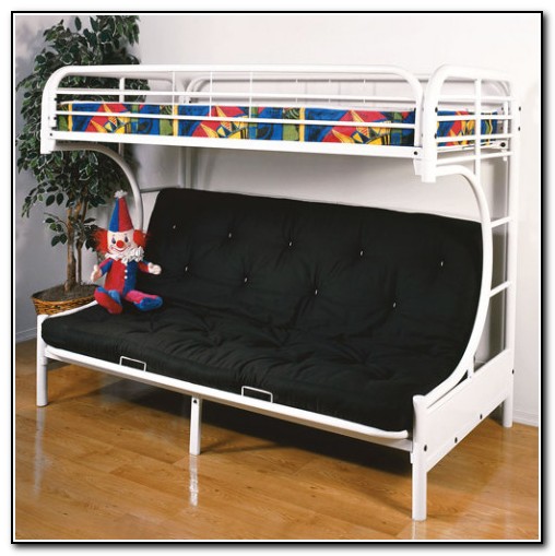 White Bunk Bed With Futon