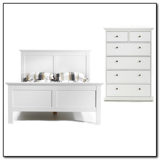 White Queen Bed With Drawers