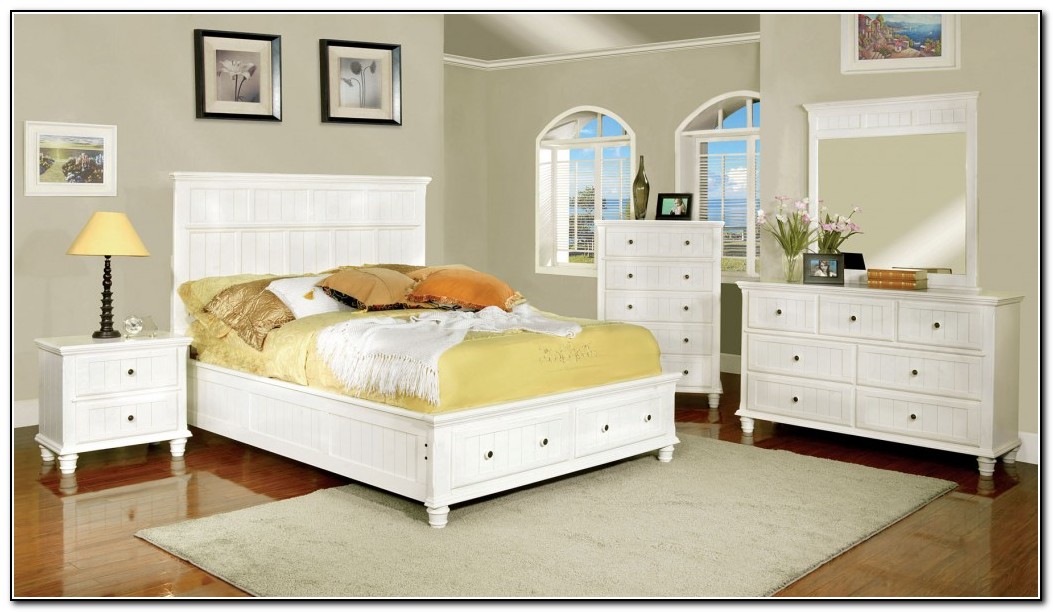 White Queen Bed With Storage