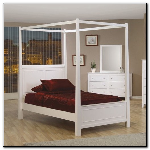 White Twin Canopy Bed