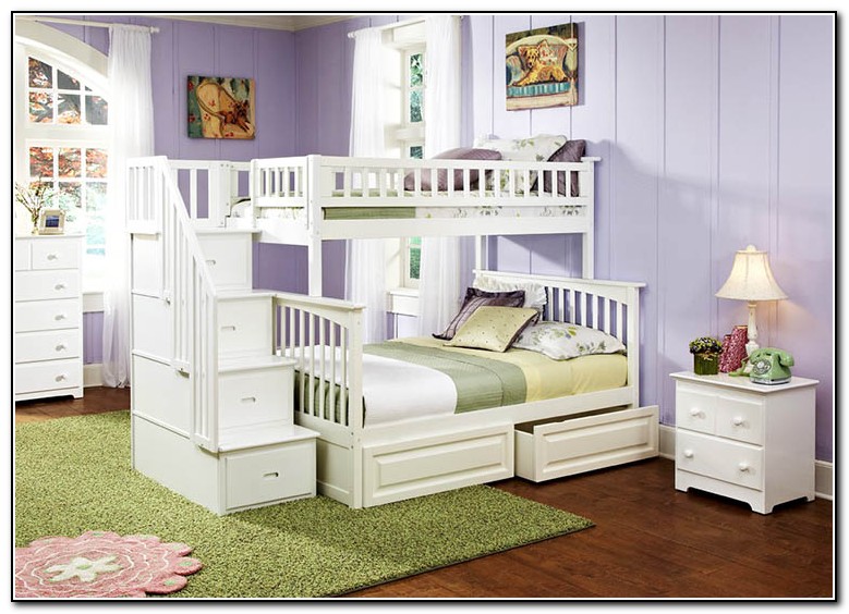 White Twin Full Bunk Bed