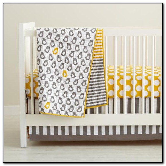 Yellow And Grey Elephant Crib Bedding