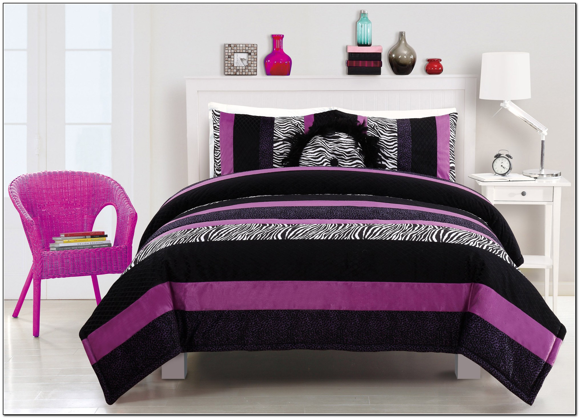 Black And Purple Zebra Bedding
