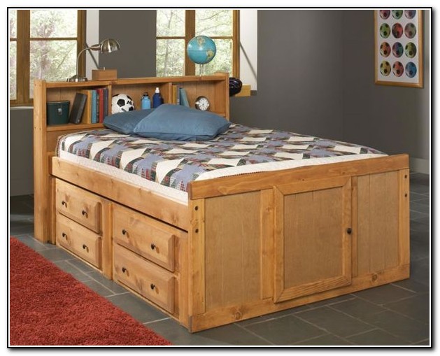 Full Size Captains Bed Solid Wood