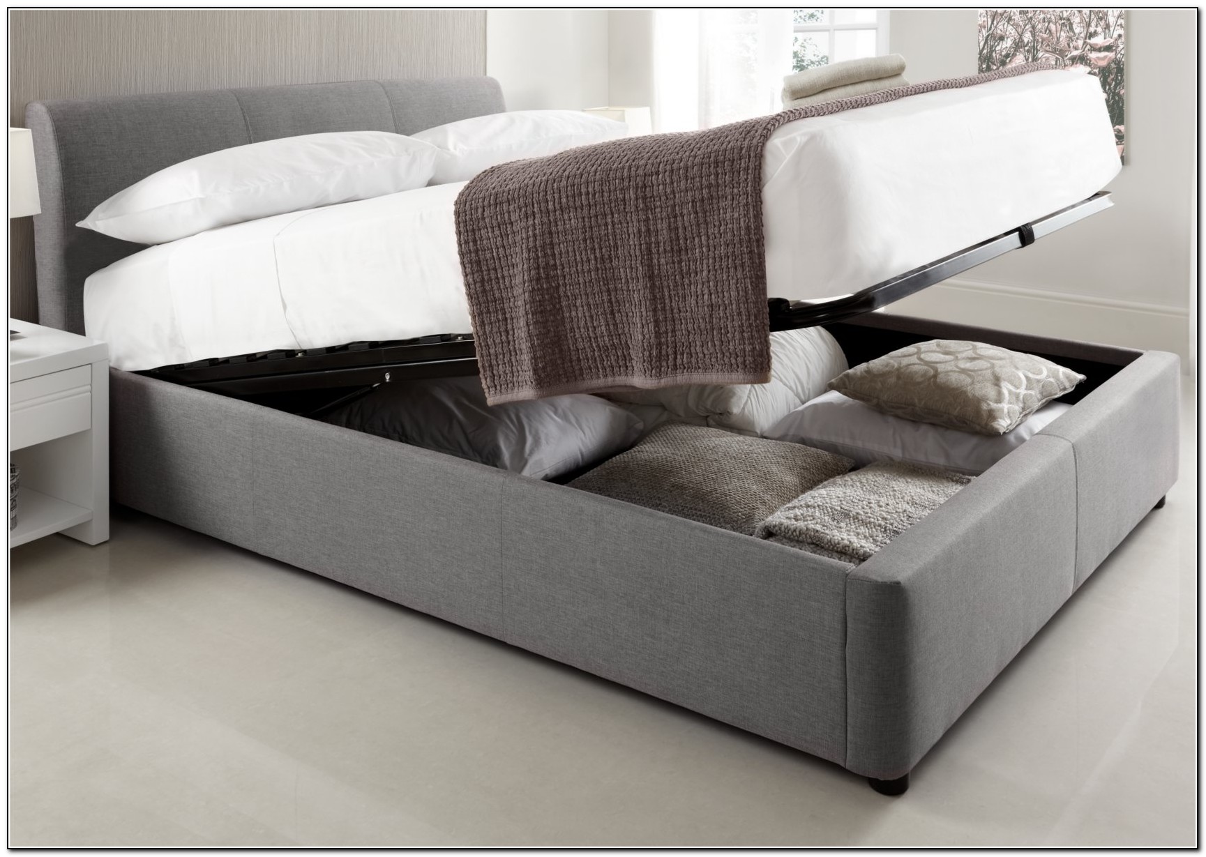 Grey Upholstered King Bed