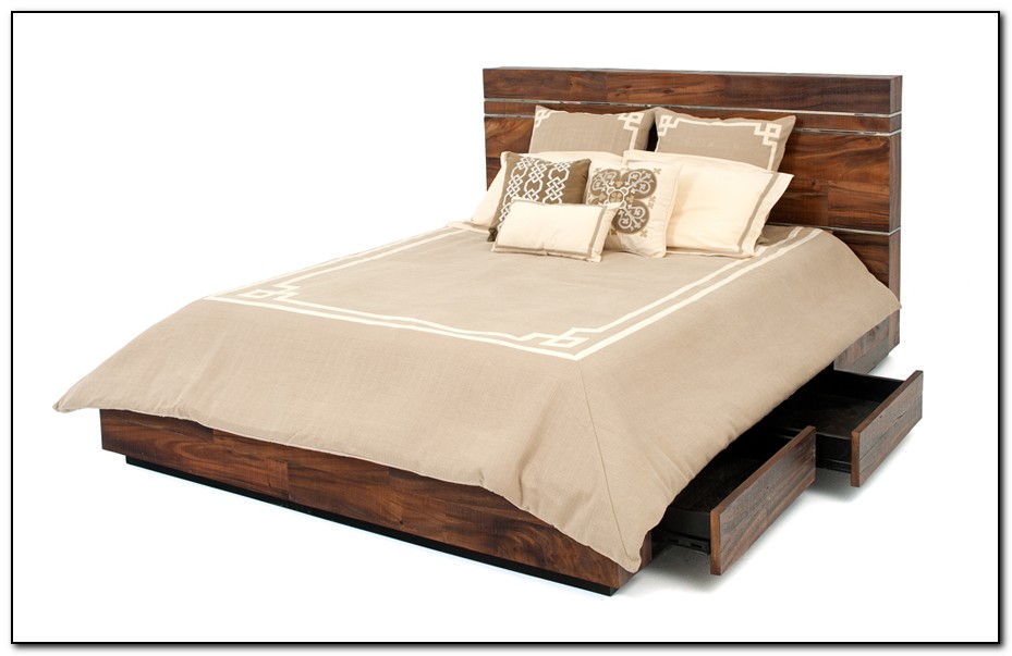 Reclaimed Wood Platform Bed With Storage