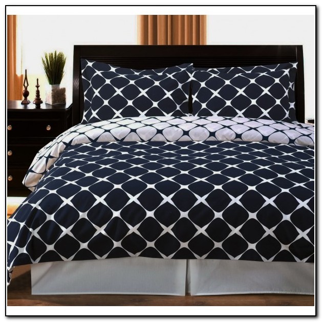 White And Navy Blue Bedding