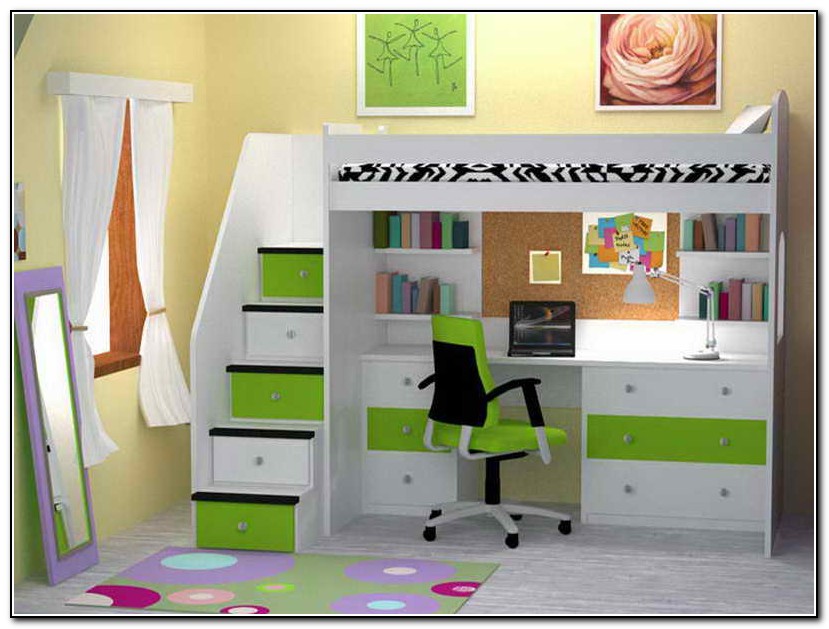 White Bunk Bed With Desk Underneath