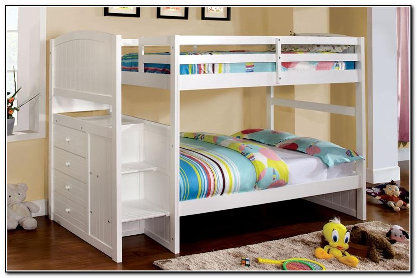 White Bunk Bed With Steps