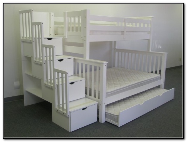 White Bunk Bed With Trundle