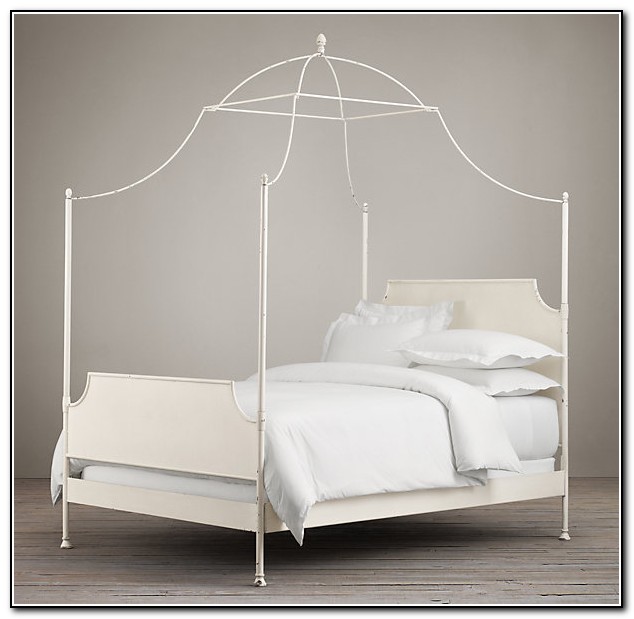 White Iron Canopy Bed