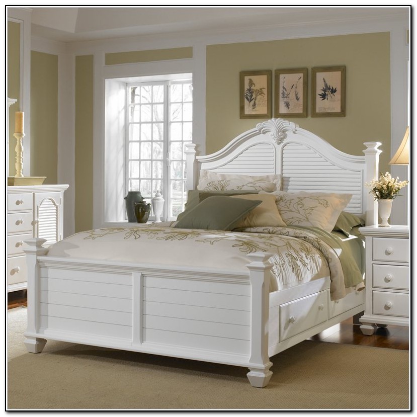White King Size Storage Bed