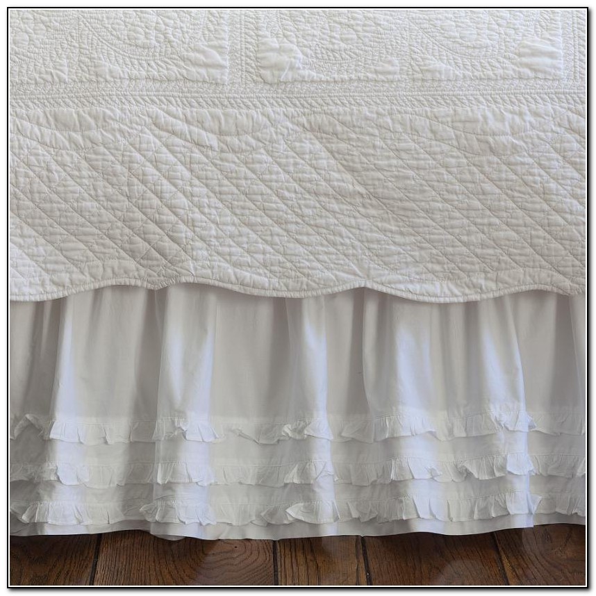 White Ruffled Bed Skirt