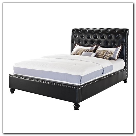 Black Tufted Sleigh Bed