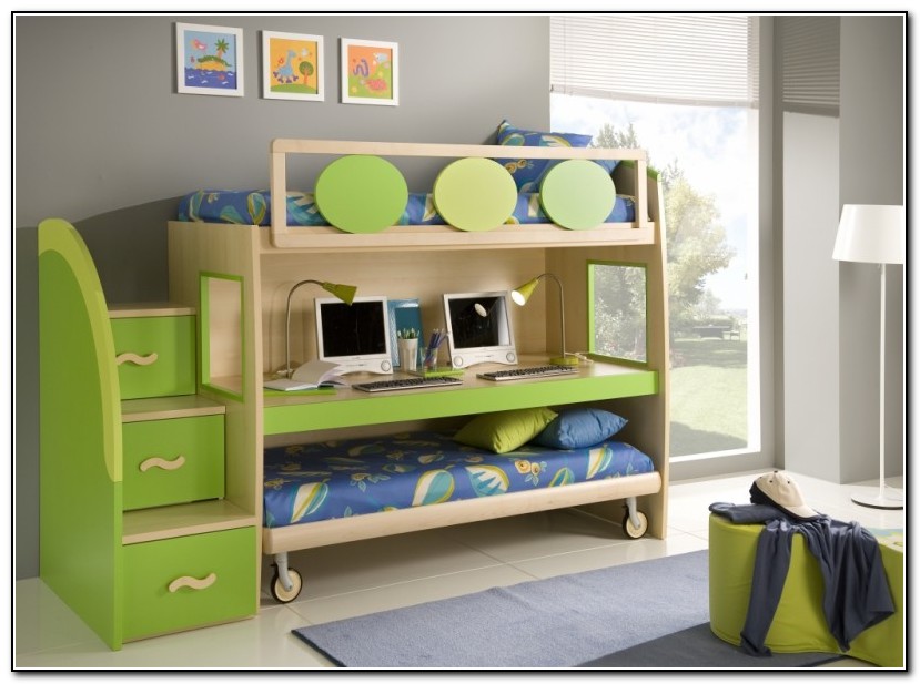 Double Loft Bed With Slide