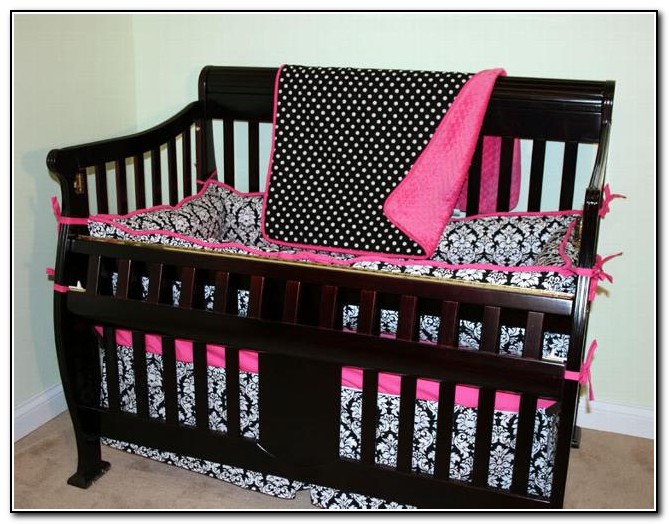Hot Pink Black And White Baby Bedding