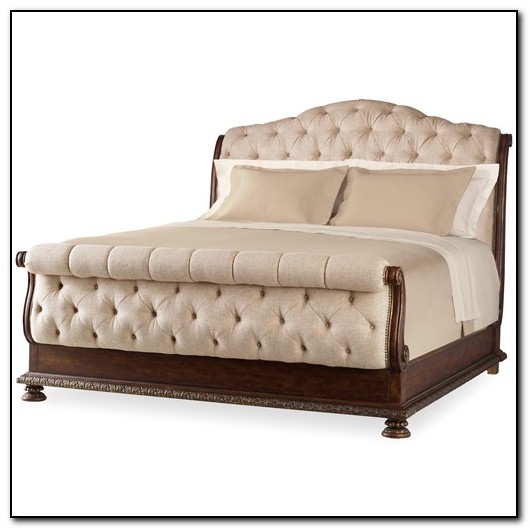 Leather Tufted Sleigh Bed