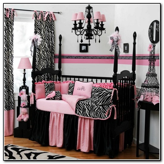 Pink Black And White Baby Bedding