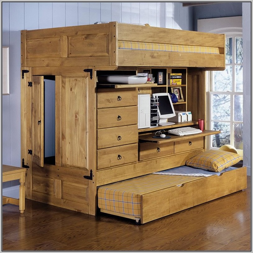Full Loft Bed With Desk Wood Download Page Home Design 