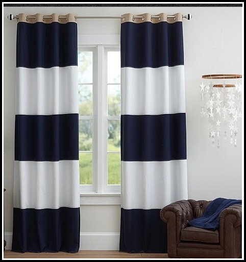 navy and white stripe curtains