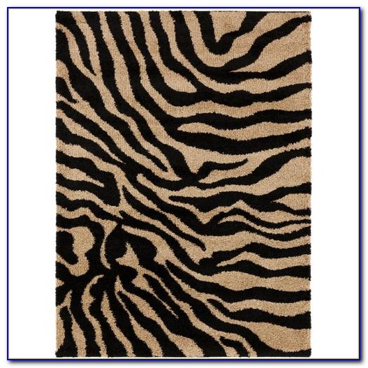 cream and brown zebra rug