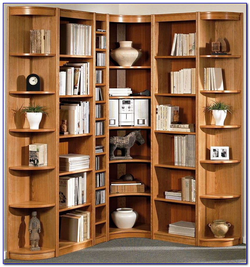 black corner book shelf